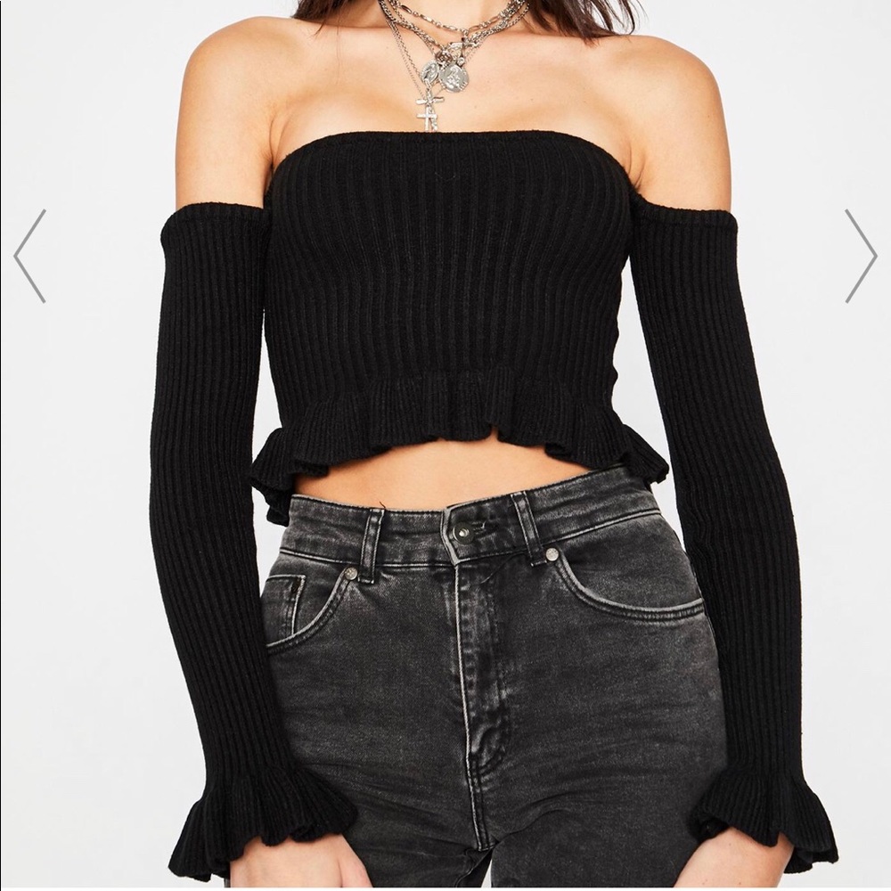 Blue Blush Off the Shoulder Sweater